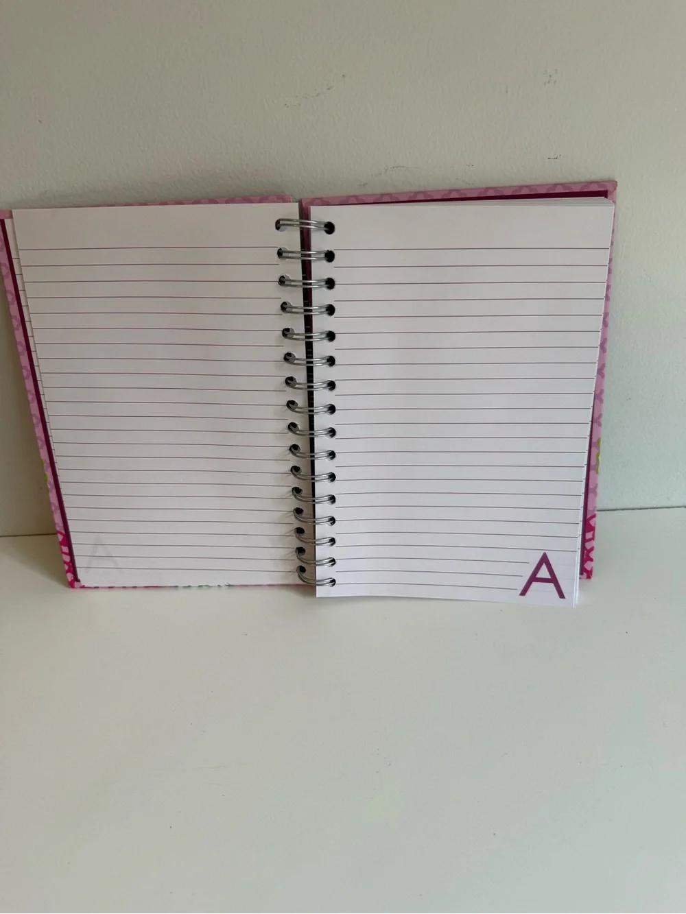 Bonnie Marcus & Co Monogram A Pink Floral Spiral Lined Journal Notebook